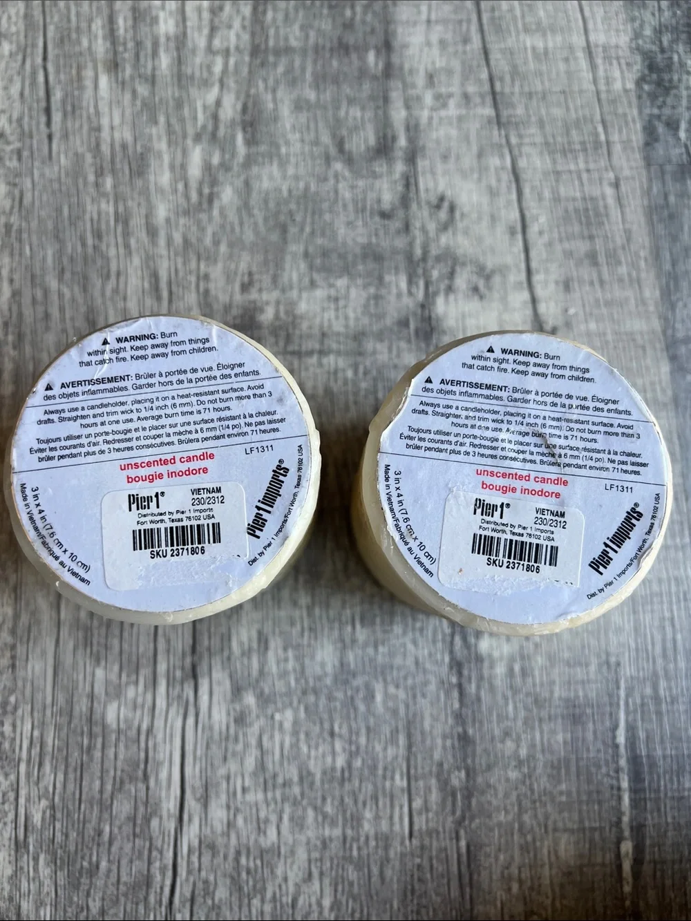 Set of 2 Pier 1 Imports Cream Pillar Candles Brand New